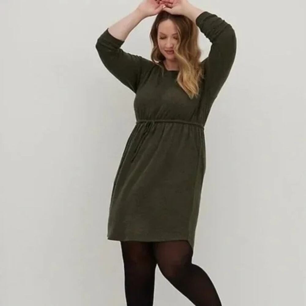 Torrid Super Soft Plush Brushed Knit Olive Green Long Sleeve Dress Plus Size 1X